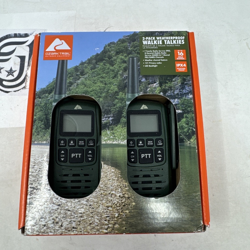 Ozark Trail 2 Way Walkie Talkie IPX4‎ 22 Channel Green 2 Pack Weatherproof